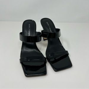 Marc Fisher Zasha Sandal Women's Size 6.5 M Black Patent Leather Square Toe